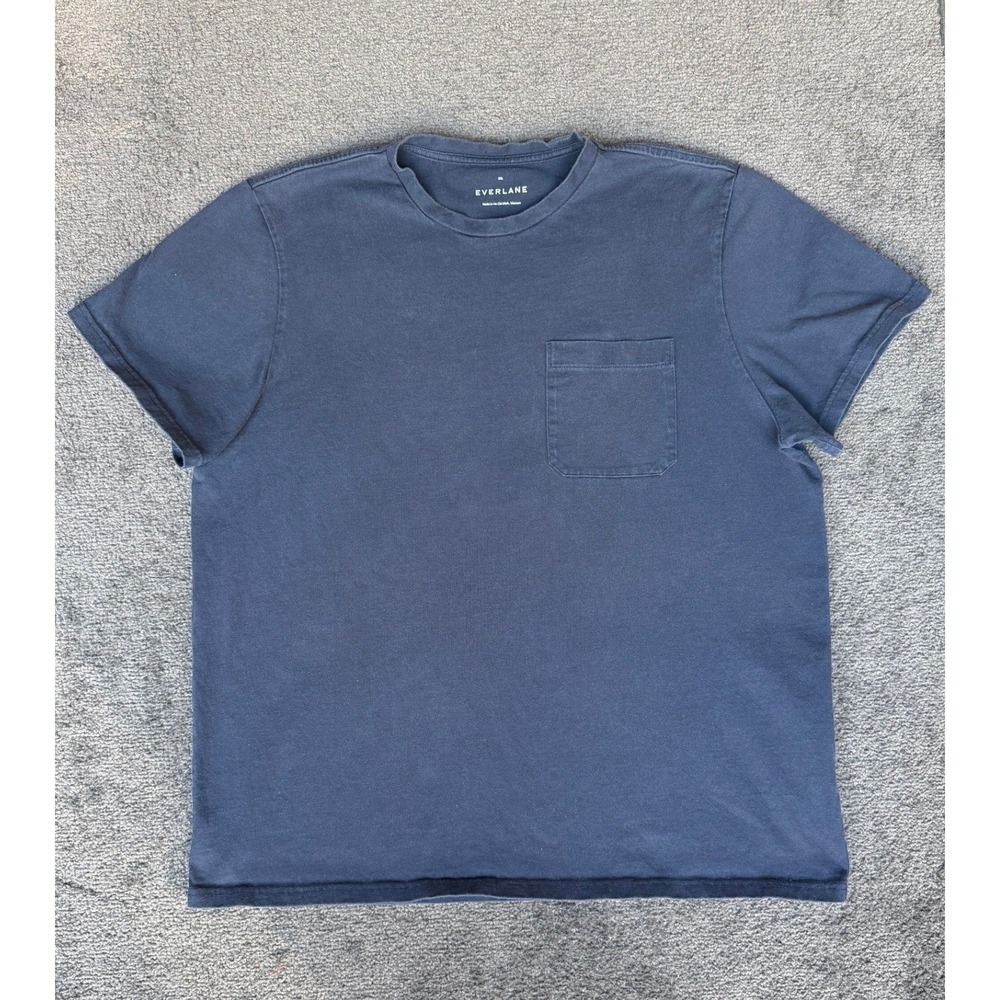 Everlane Men XXL Navy Blue 100% Cotton Short Sleeve Pocket T-Shirt Basic Tee